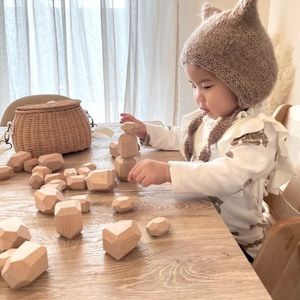 New Uncoloured wooden Stacking blocks. Handmade Montessori inspired toys